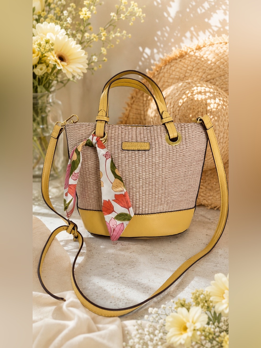 Nanette Lepore Butter Yellow Straw Tote Cottagecore Coquette Summer Bag